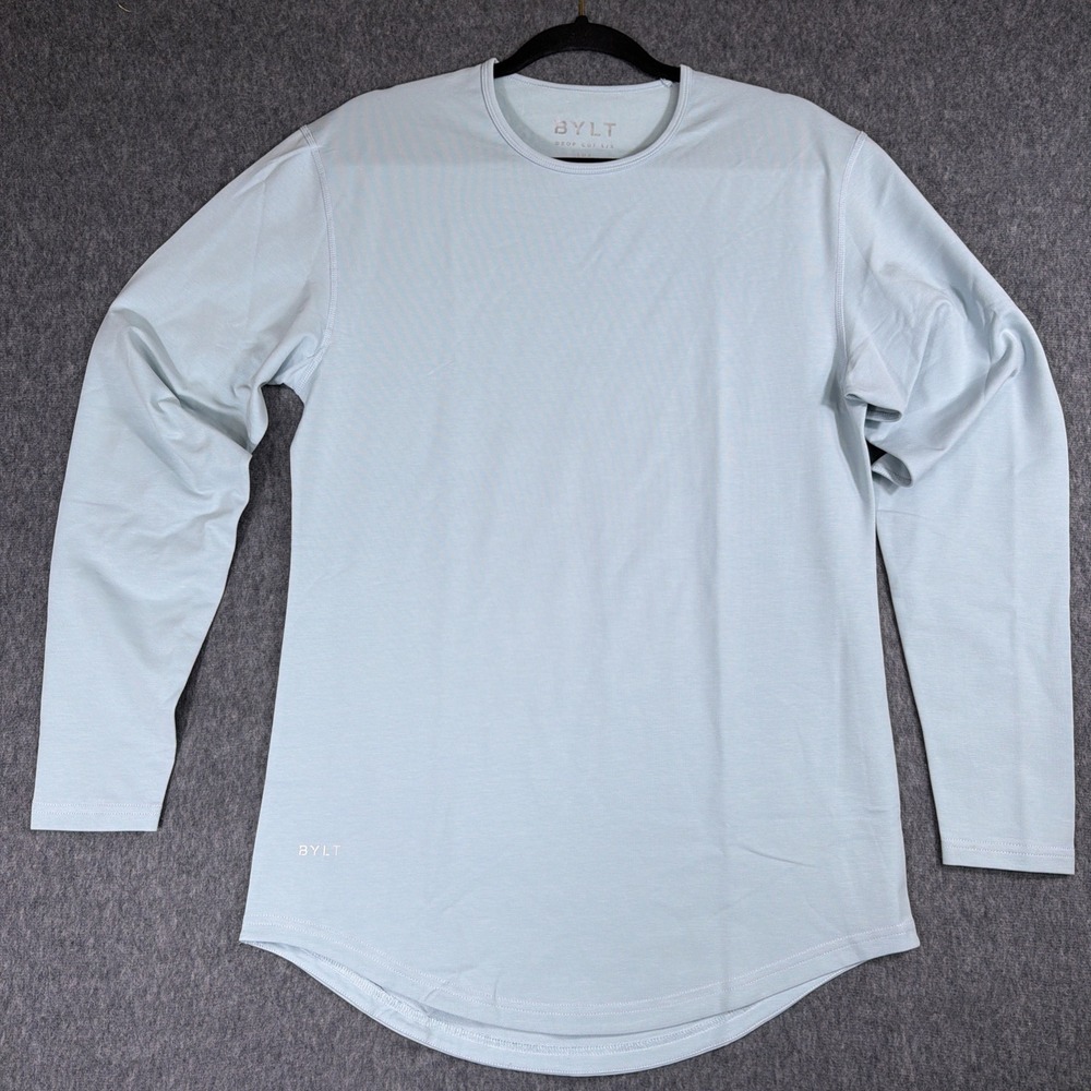BYLT Drop Cut Lux Shirt Mens S Blue Long‎ Sleeve